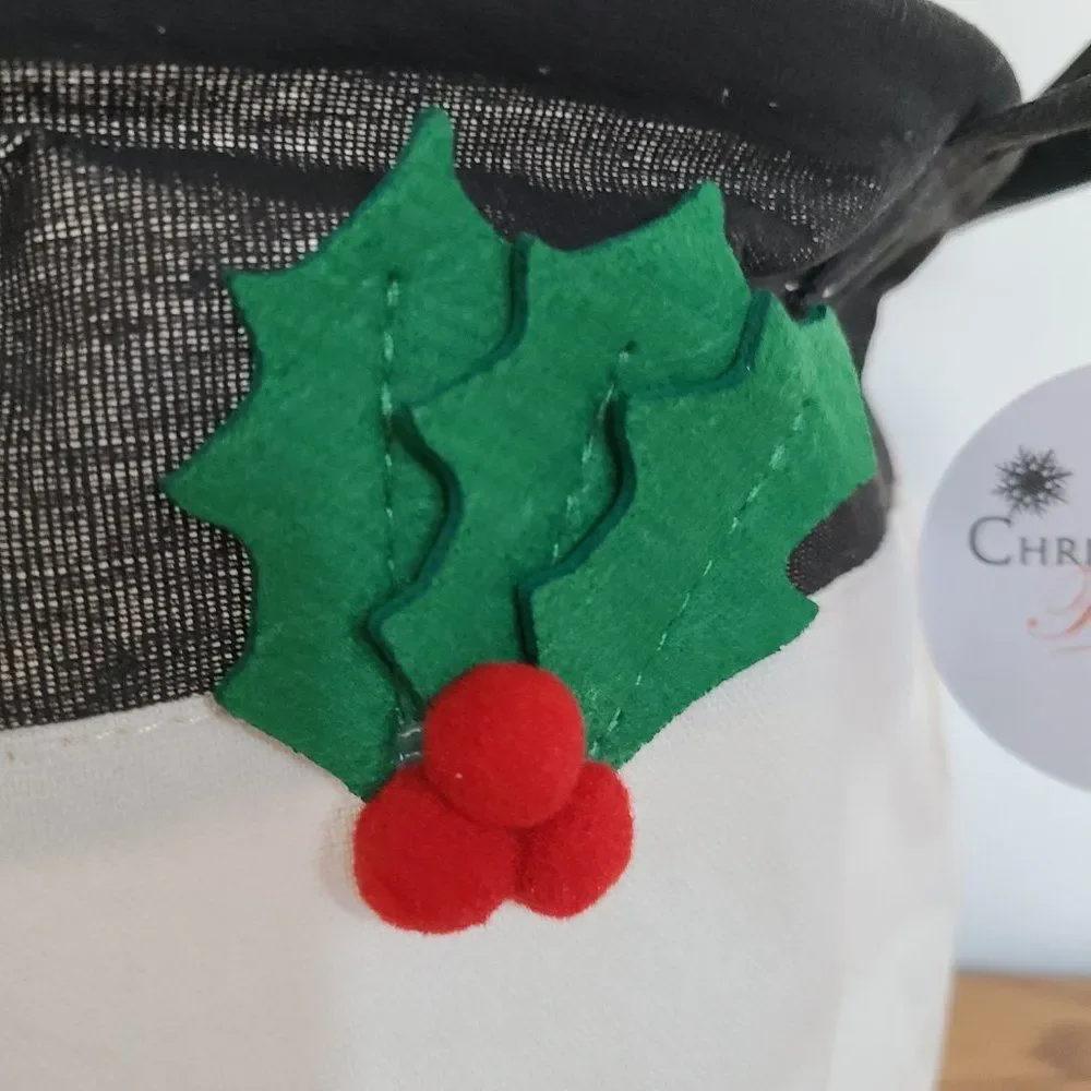 Christmas is Forever Canvas Snowman Tote Gift Basket Item 72776C Two Handles NWT